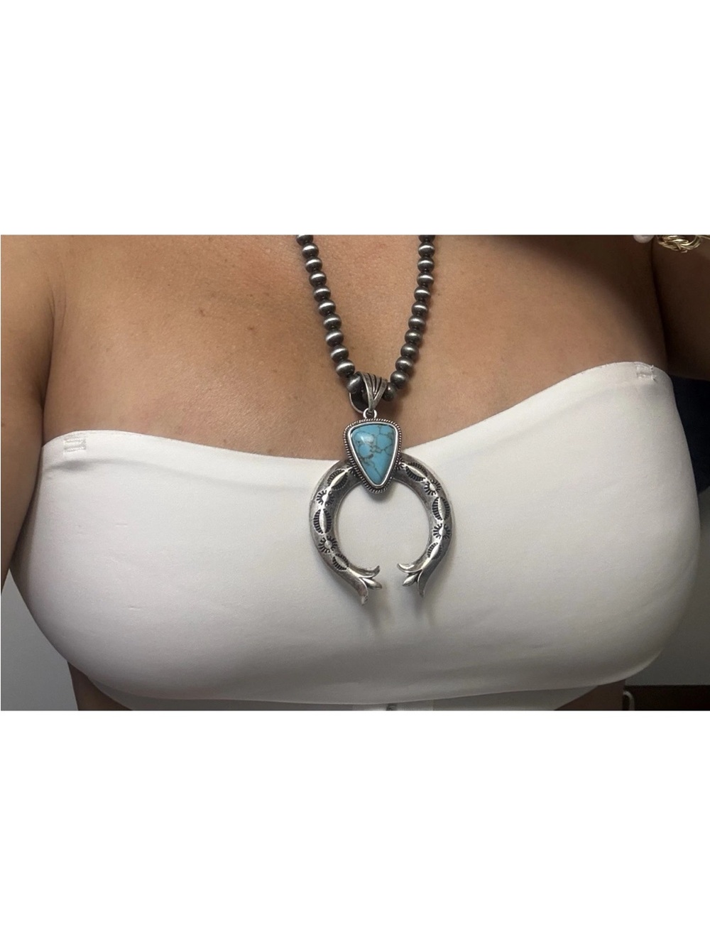 Sterling Silver Naja Pendant Necklace with Turquoise Teardrop
